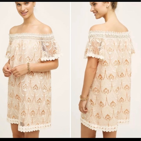 Anthropologie Dresses & Skirts - Anthropologie HD in Paris Avellanas Swing Dress lace off-the-shoulder.